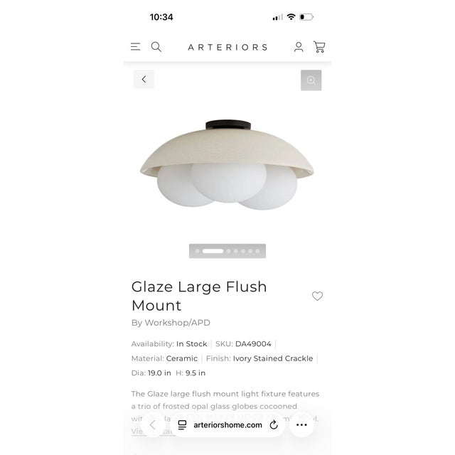 Arteriors Home Arteriors Glaze Flushmount For Sale - Image 4 of 5