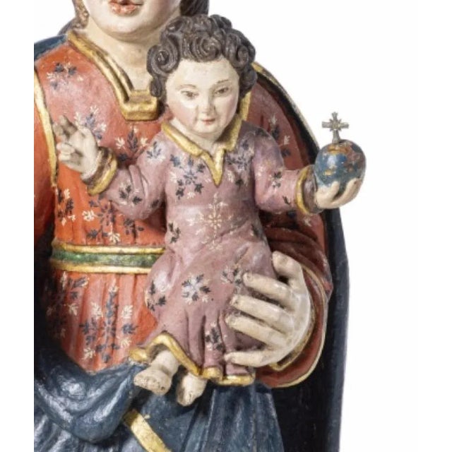 Our Lady with Child Jesus Savior of the World, 17th Century For Sale - Image 3 of 6