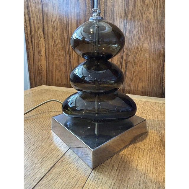 Blown Glass and Chrome Table Lamp For Sale - Image 3 of 12