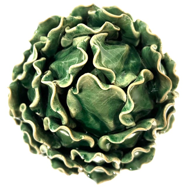 Vintage Majolica Green Faience Artichokes - A Pair For Sale - Image 12 of 13