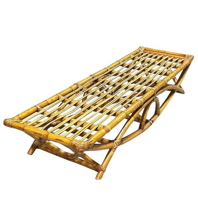 Coastal 1930s Restored Rattan Three-Seater "Eye" Bench by Paul T Frankl, Attributed For Sale - Image 3 of 6