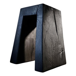 Charred and Oiled Oak Stool by Fritz Baumann For Sale