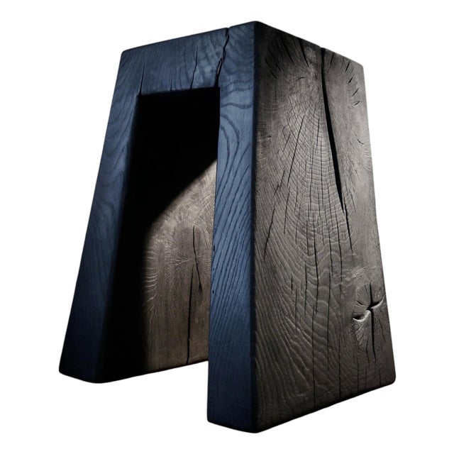 Charred and Oiled Oak Stool by Fritz Baumann For Sale