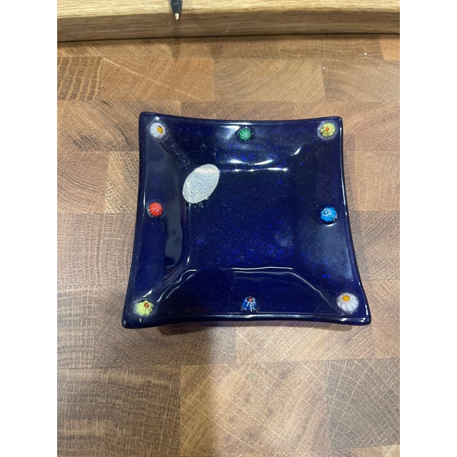 Love these special Italian Murano square trinket dishes. Both have the original paper labels. One is in Cobalt Blue with...