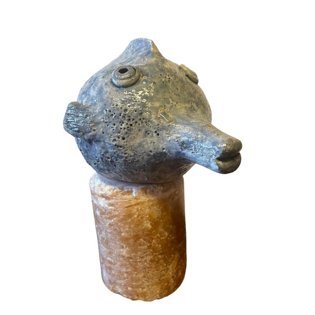 Hand Made Ceramic Puffer Fish For Sale - Image 4 of 5