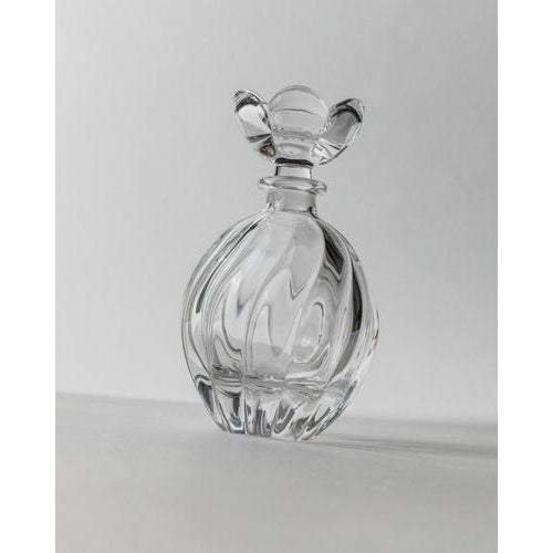 Vintage Curved Hand-Blown Murano Glass Perfume Bottle with Floral Stopper, 1950s For Sale - Image 3 of 11