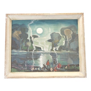 Oil Painting, Indochina, Bruno Bernitz, 1948 For Sale