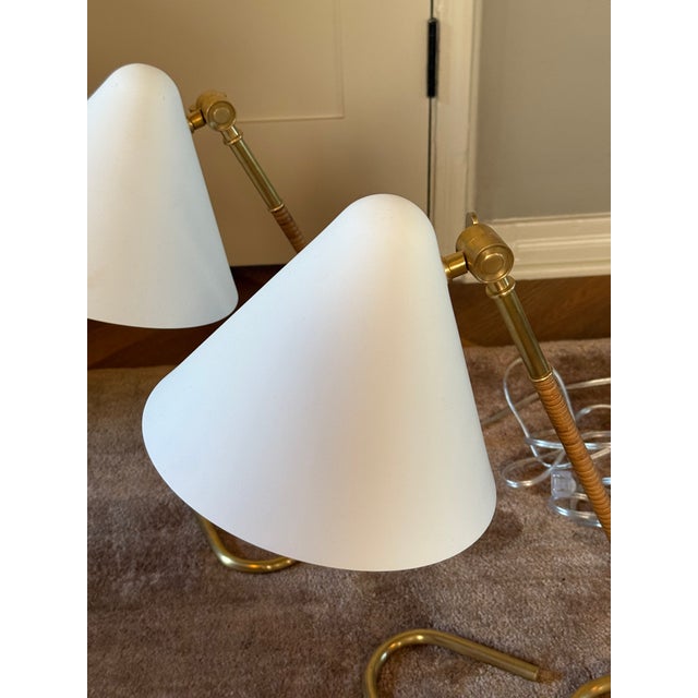Laken Brass + Rattan Small Desk Lamp by Amber Lewis For Sale - Image 4 of 7