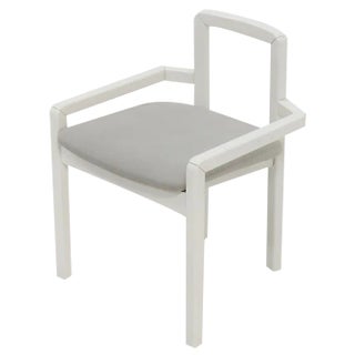 Postmodern Side Chair in White Lacquered Wood, 1980s For Sale