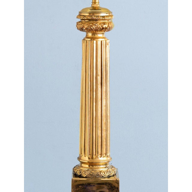 2000 - 2009 Tall Mid-Century French Brass Column Lamp For Sale - Image 5 of 11