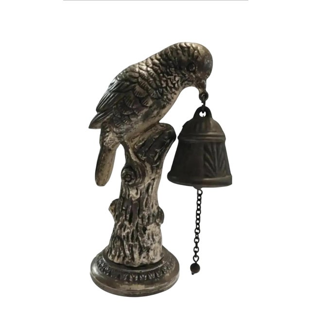 For your consideration. . . This lovely little tabletop bell depicts a small bird perched on top of a tree stump, holding...