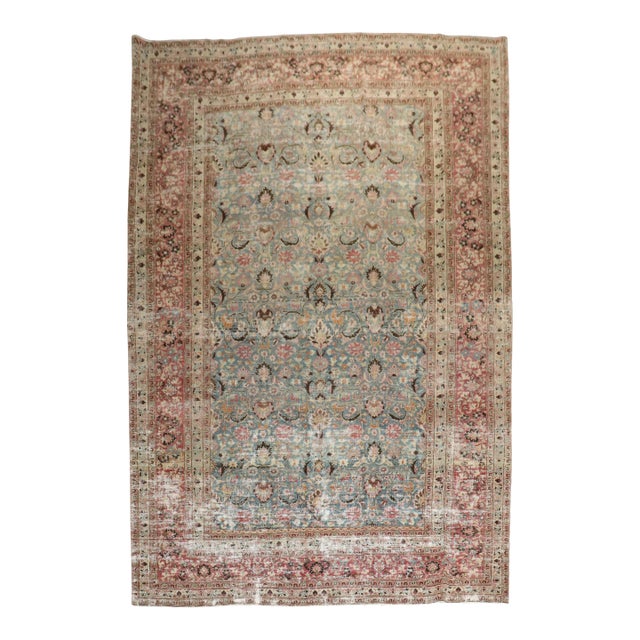 Antique Zabihi Collection Worn Persian Meshed Rug For Sale