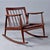 Restored Moreddi 1950's Danish Teak Rocking Chair in New Black Leather For Sale - Image 6 of 13