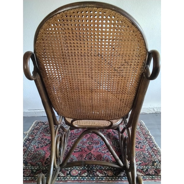 Vintage Thonet Style Bentwood Cane Rocking Chair With Scrollwork For Sale In Los Angeles - Image 6 of 14