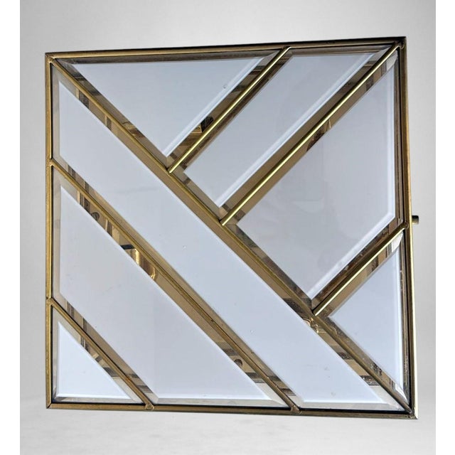 Mid 20th Century Italian Opaline Glass and Brass Flush Mount Ceiling Light For Sale - Image 10 of 18