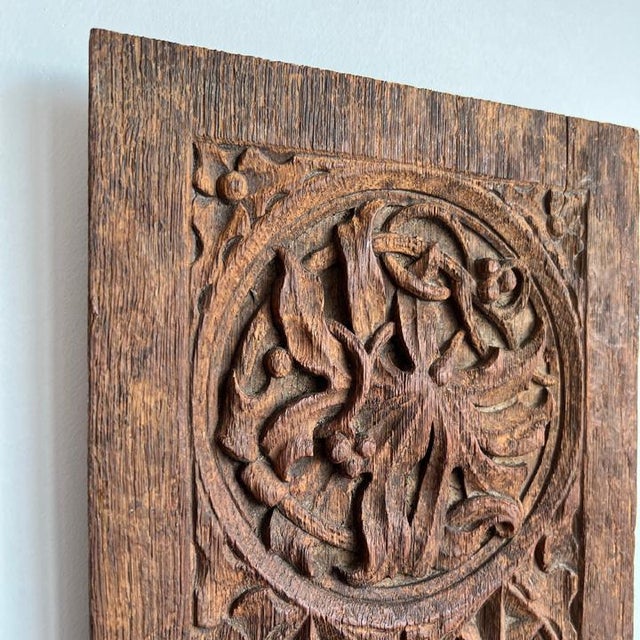 18th Century Jacobean Carved Oak Panel For Sale - Image 4 of 4