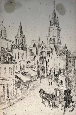 Benjamin Ii Vautier, Carriage to the Church, Graphite on Paper