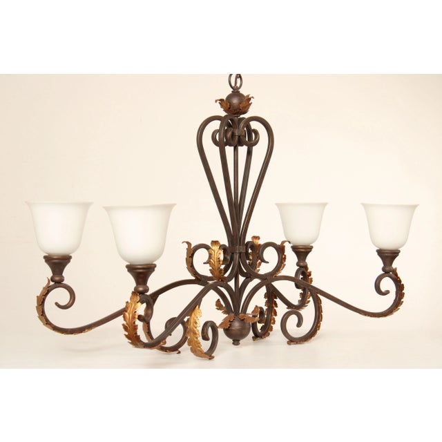 Late 20th Century Tuscan Style Wrought Iron Four-Light Island Chandelier For Sale - Image 4 of 13