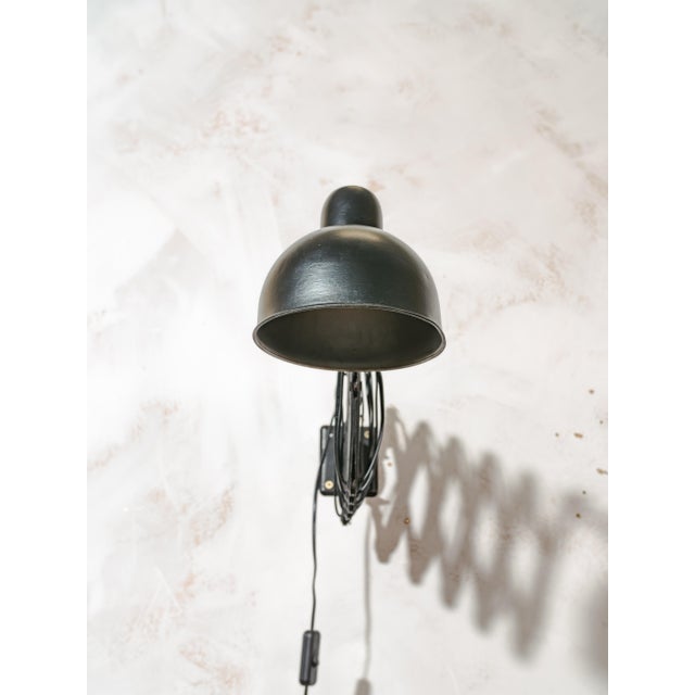 Metal Industrial Black Scissor Wall Lamp with Extendable Harmonica from Adem, Netherlands, 1940s For Sale - Image 7 of 13