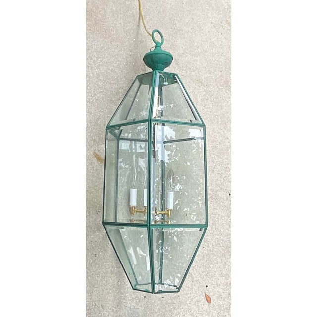 Vintage Hexagonal Hanging Lantern Solid Brass Foyer Pendant Light For Sale - Image 12 of 14