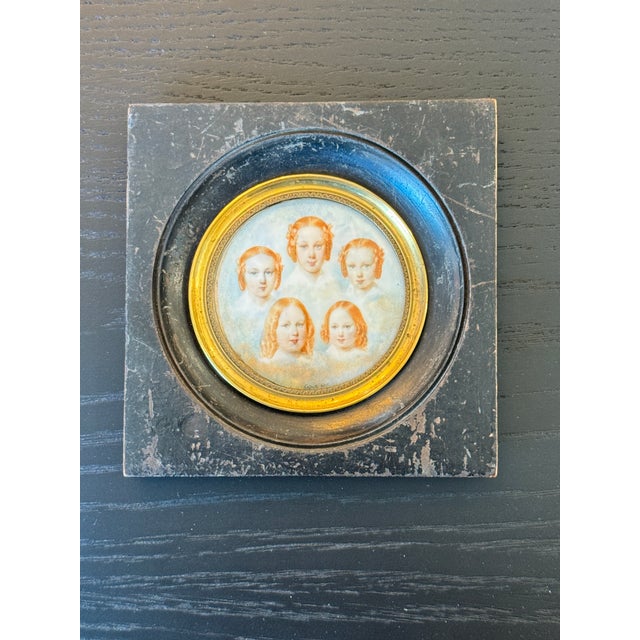 Italian 19th Century Miniature Painting of Five Sisters by Vincenzo Castelli. Signed. For Sale - Image 3 of 5