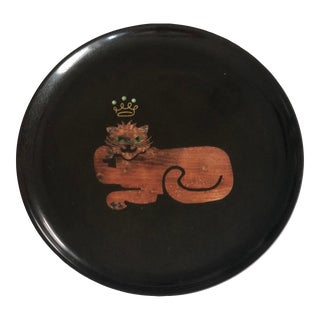 Mid-Century Modern Couroc “King of the Jungle” Resin With Hand Inlay Bar Tray For Sale