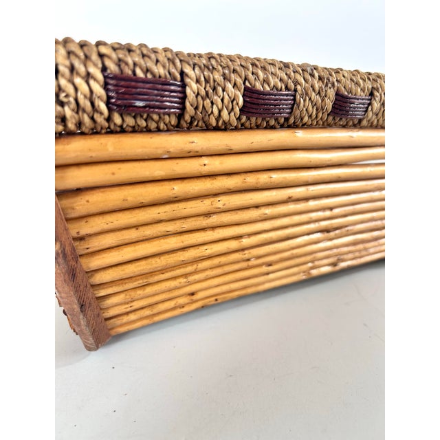 Vintage Rattan & Woven Reed Rectangular Basket – Coastal, Boho, Organic Modern Storage For Sale - Image 9 of 12