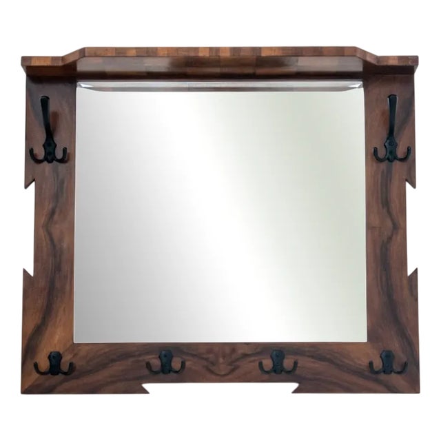 Art Deco Dressing Hanger with Mirror, Poland, 1950s For Sale