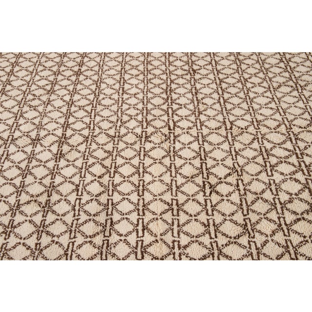 Textile 21st Century Contemporary Ivory Moroccan Tribal Wool Rug For Sale - Image 7 of 13