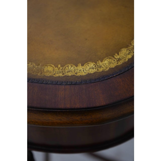 Maitland Smith Oval Leather Top Regency End Table For Sale In Philadelphia - Image 6 of 14