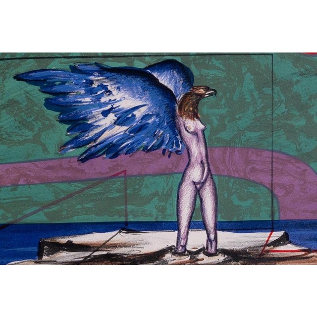 Modern Franz Priking, Créature fantastique sous le soleil rouge, Lithograph For Sale - Image 3 of 7