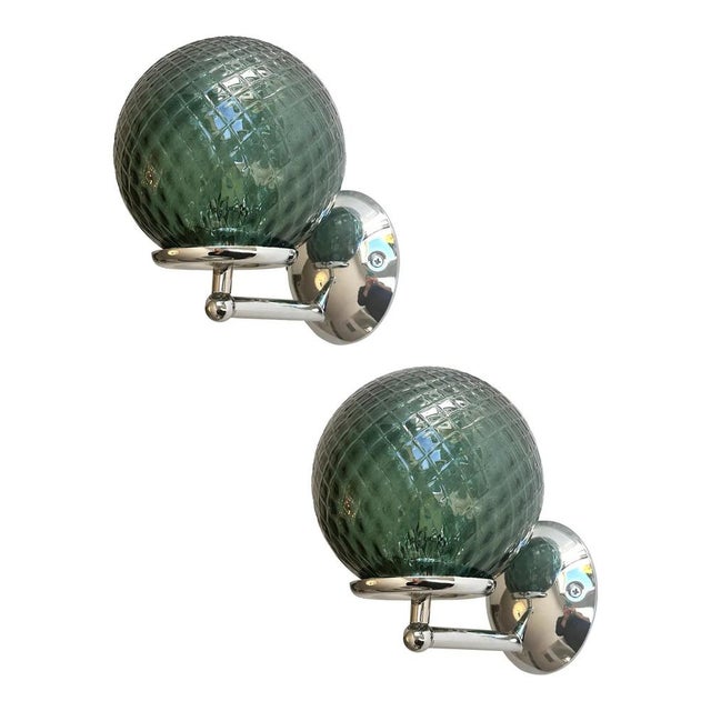 Luxury modern green-petrolio sphere in murano glass working with “ballotton ” traditional tecnique. design in very...