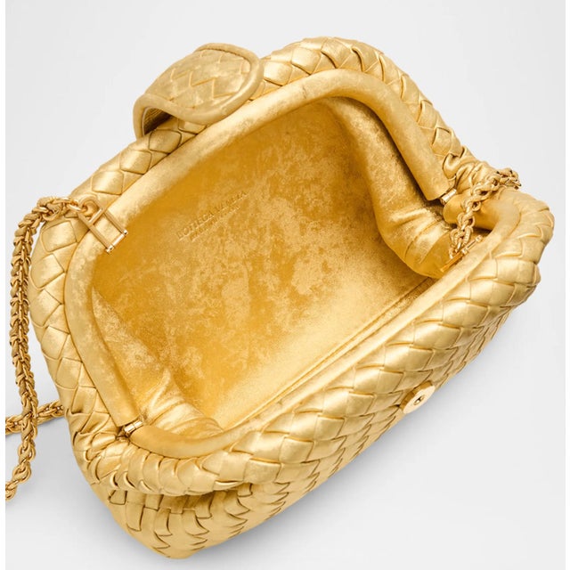 2020s 2025 Bottega Veneta Lauren 1980 Gold Leather Clutch Shoulder Bag Pouch Handbag For Sale - Image 5 of 17