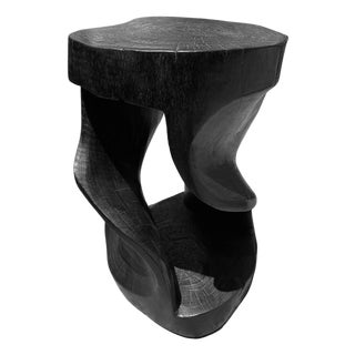 Sculptural Sde Table Carved From Solid Mango Wood Modern Organic For Sale