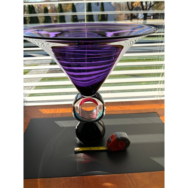 Correia Art Glass Purple Pedestal Bowl For Sale - Image 11 of 12