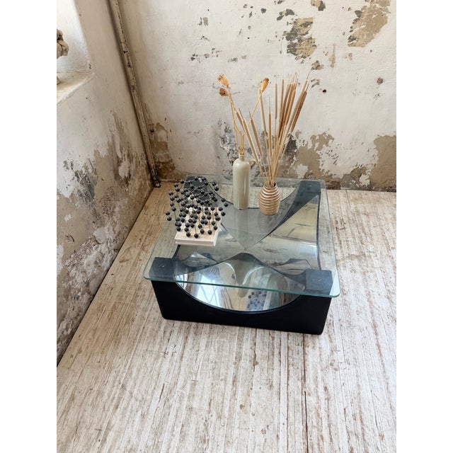 Coffee Table with Molded Base and Chrome, 1970s For Sale - Image 4 of 18