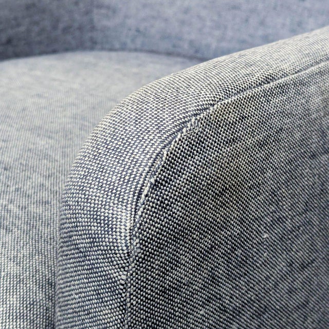 Textile Restoration Hardware Tuxedo Modern Blue Lounge Chair For Sale - Image 7 of 8