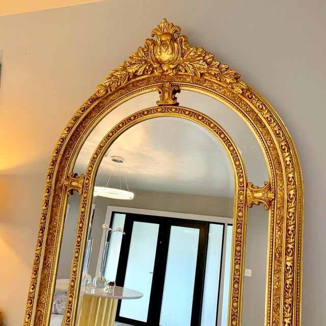 French Style Gold Floor/Wall Mirror – Tall Statement Mirror For Sale In Miami - Image 6 of 7