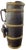 Striking antique wooden flagon constructed in the traditional stave-and-band method, reminiscent of a small barrel form....