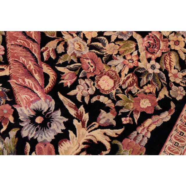Shabby Chic Art Nouveau 1990's Pak-Persian Black/Beige Wool Rug - 9'1'' X 11'3'' For Sale - Image 3 of 9