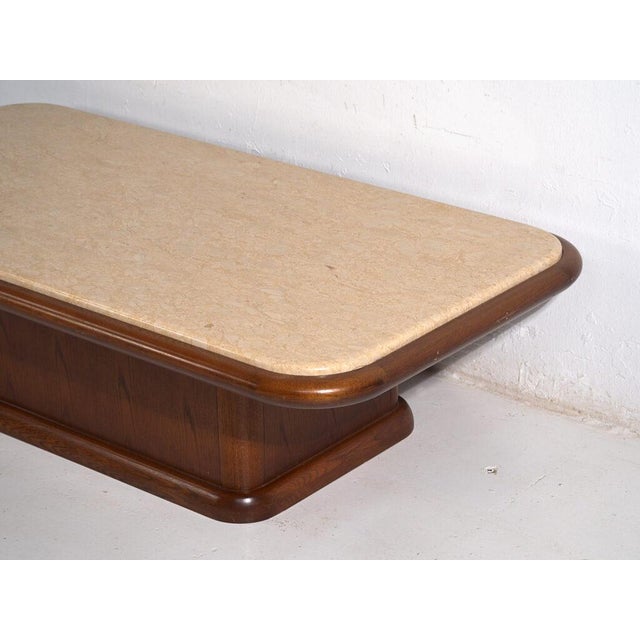 Brown Vintage Japanese Wood and Marble Table For Sale - Image 8 of 11