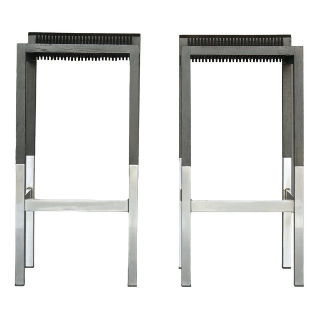 Minimalist Bar Stools by Ruud Jan Kokke, 1980s, Set of 2 For Sale