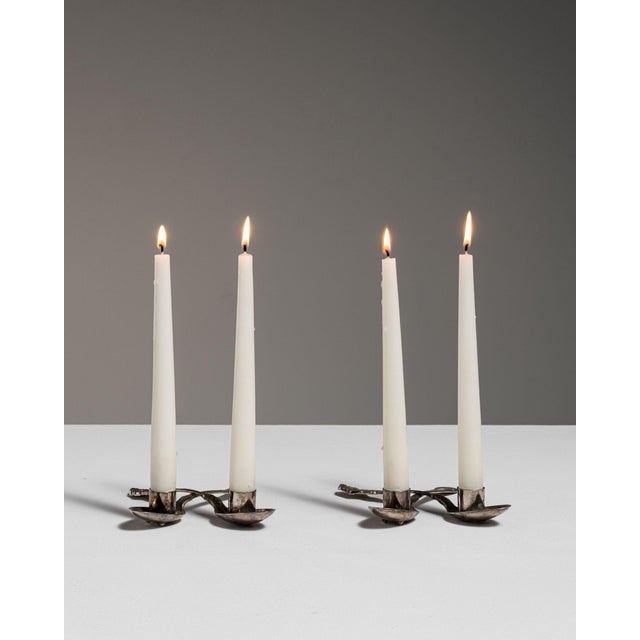 Early 20th Century France Black Silver Candlestick For Sale - Image 13 of 16