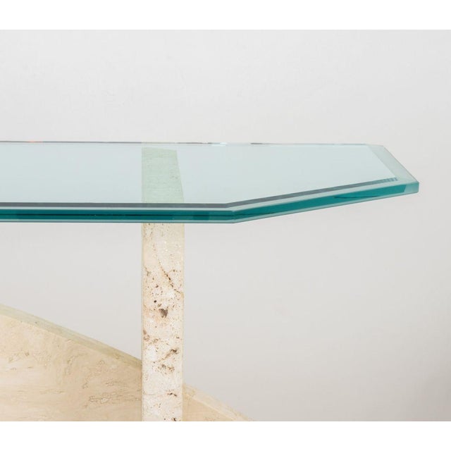 Art Deco Style Glass and Limestone Console Table For Sale - Image 4 of 7