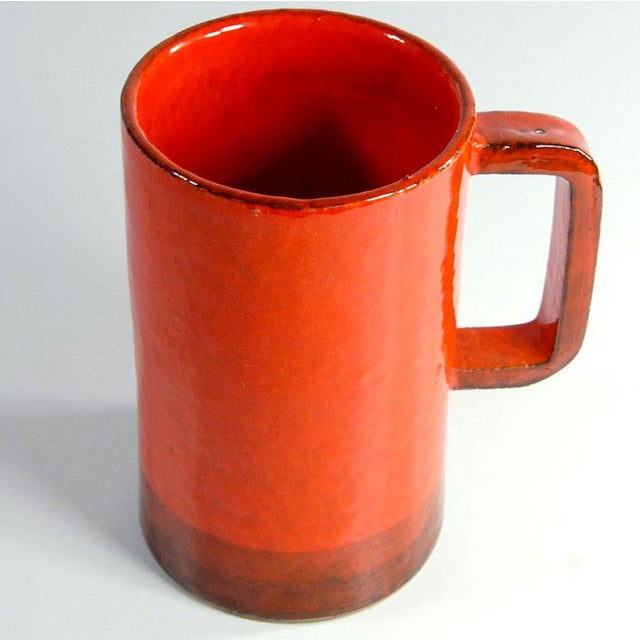 Mid-Century Modern Italian Orange and Red Ceramic Mug from Keramos di Ghigo, 1960s For Sale - Image 3 of 9