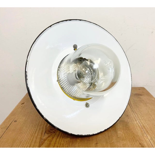 Industrial Yellow Explosion Proof Lamp with Grey Enameled Shade from Elektrosvit, 1990s For Sale - Image 14 of 16