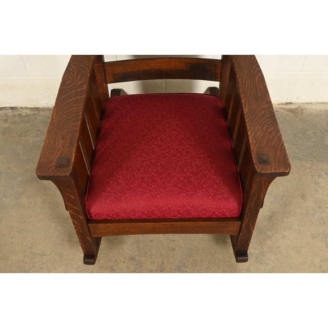 Brown Lifetime Furniture Antique Mission Oak Arts & Crafts Rocking Chair, Circa 1910 For Sale - Image 8 of 13