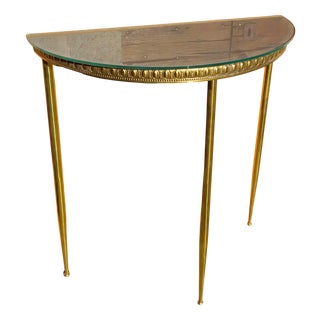 Brass and Glass Console, 1940s For Sale