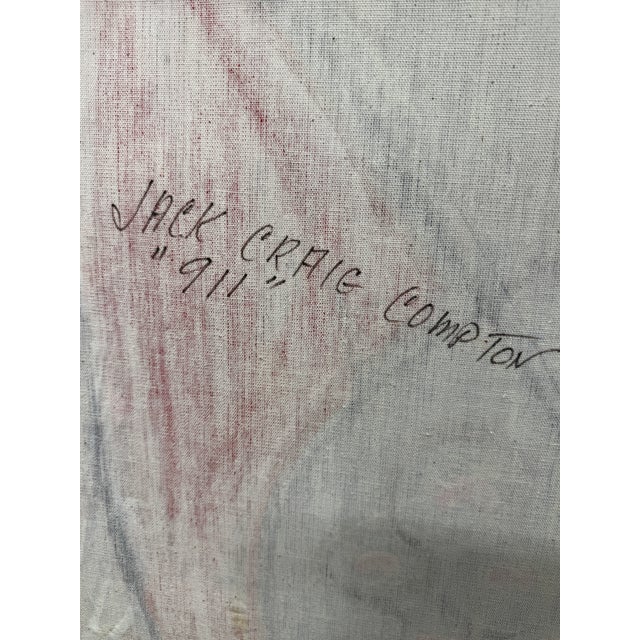 1980s Large Jack Craig Compton 1980s Abstract Mixed Media Painting on Canvas 46x60 For Sale - Image 5 of 6