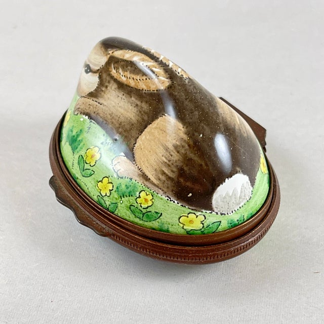 Halcyon Days English Bilston Porcelain Rabbit Trinket Box For Sale In Philadelphia - Image 6 of 9